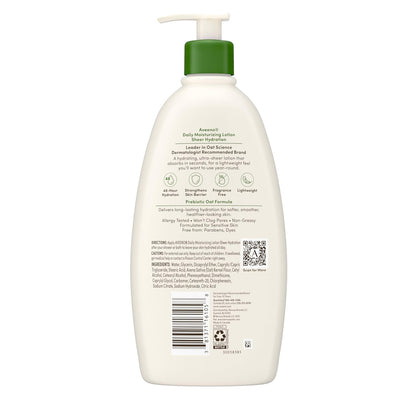 Sheer Hydration Daily Moisturizing Fragrance-Free Lotion with Nourishing Prebiotic Oat, Fast-Absorbing Body Moisturizer for Dry Skin with Lightweight, Breathable Feel, 18 Fl. Oz